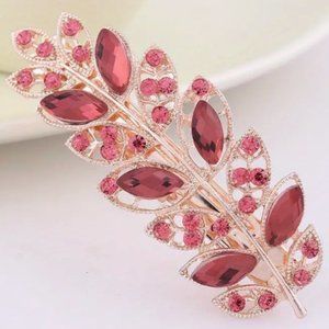 LARGE LEAF BARRETTE in Red Wine